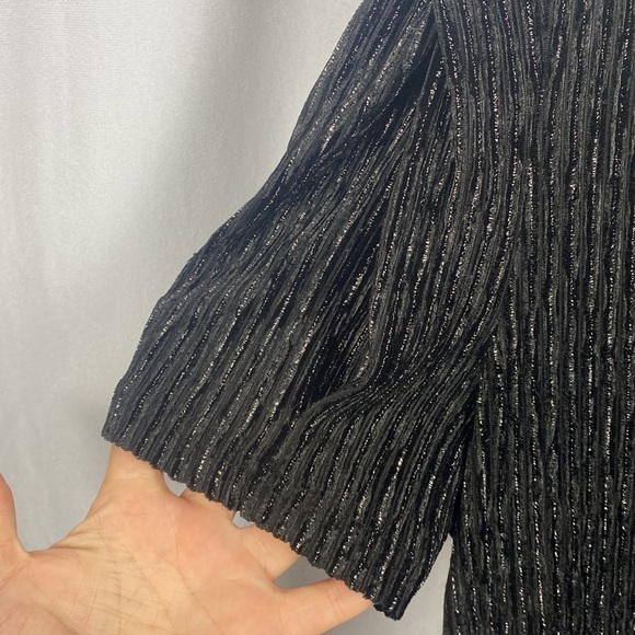 Anthropologie The Korner Black Silver Velvet Keyhole Mini Dress Ribbed - Size S - Picture 12 of 14